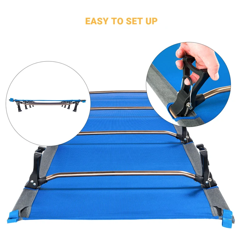 KingCamp Ultralight Folding Camping Cot | 4.9 lbs Lightweight Portable Cot with 7075 Aluminum Frame, 265lb Capacity