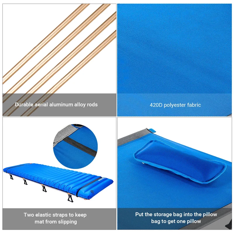 KingCamp Ultralight Folding Camping Cot | 4.9 lbs Lightweight Portable Cot with 7075 Aluminum Frame, 265lb Capacity