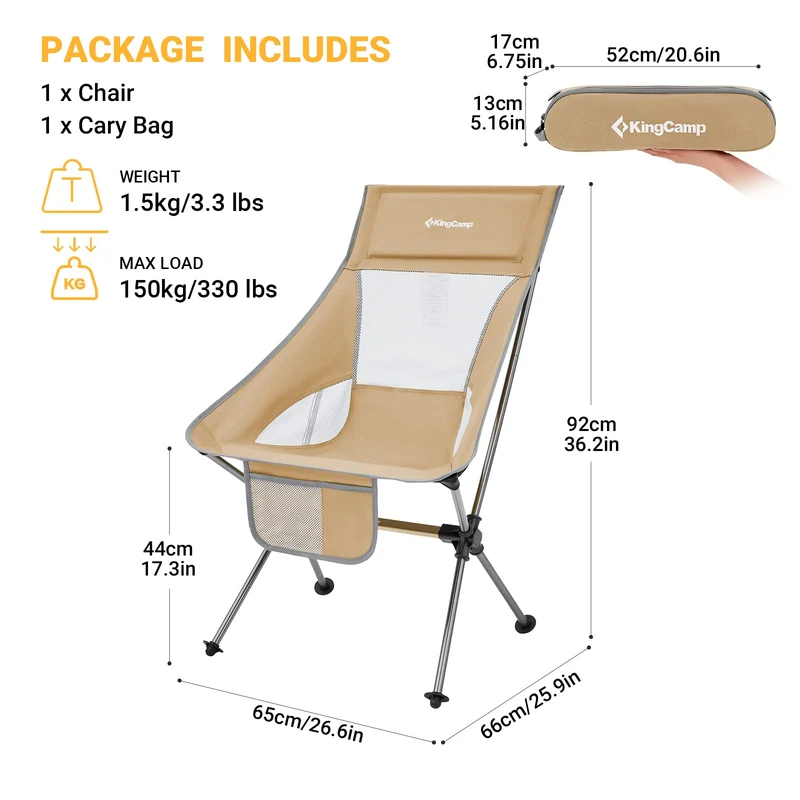 KingCamp Ultralight Highback Camping Chair