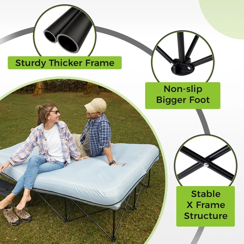 FUNDANGO Queen Camping Cot with Detachable Air Mattress