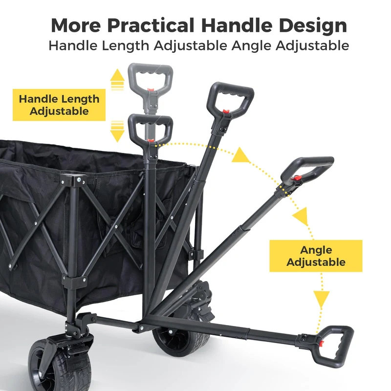 FUNDANGO Heavy Duty 300L Folding Wagon | Dual Chassis Camping Cart with 7" Off-Road Wheels & Brake, 330lb Capacity for Hunting, Overlanding