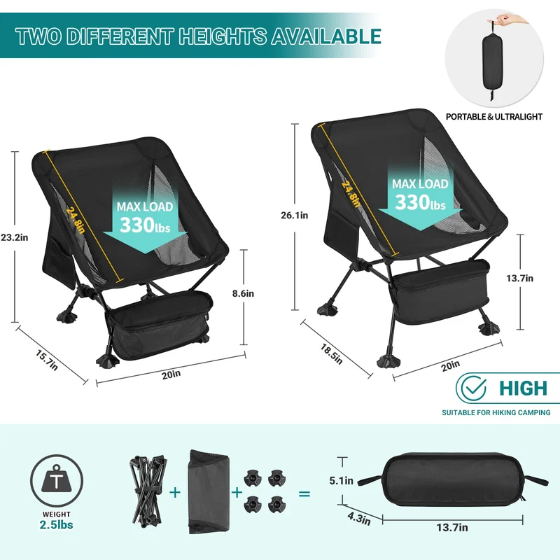 ATEPA Ultralight Square Tall Camping Chair