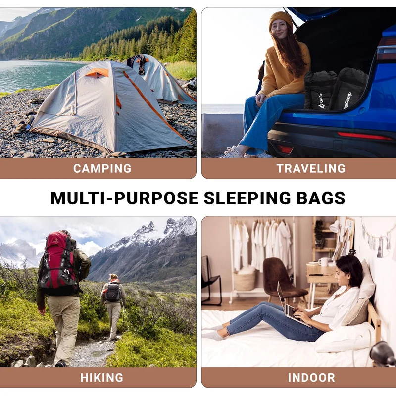 KingCamp GALE 300 Wide Sleeping Bag for Adults – Envelope Style with Hood