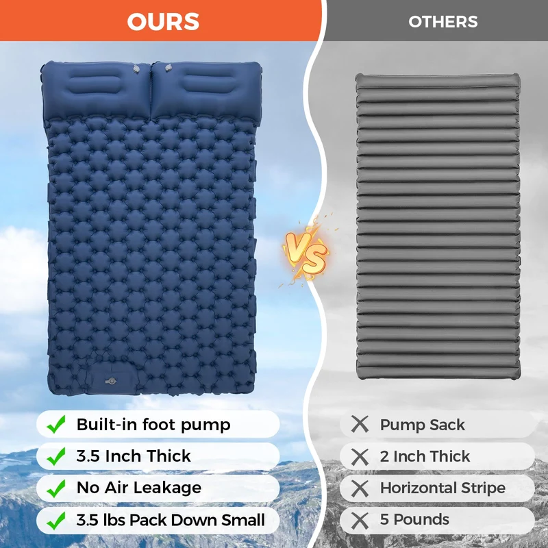 KingCamp COMFORT DUO 9 Double Air Pad | 2-Person Inflatable Camping Mattress