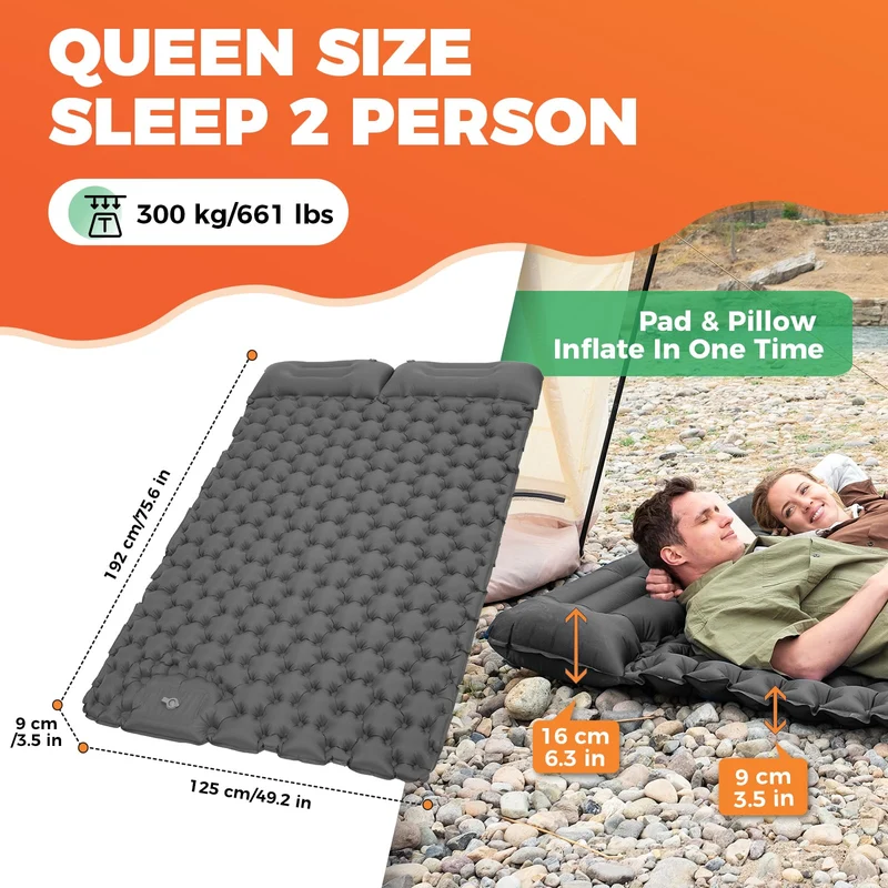 KingCamp COMFORT DUO 9 Double Air Pad | 2-Person Inflatable Camping Mattress