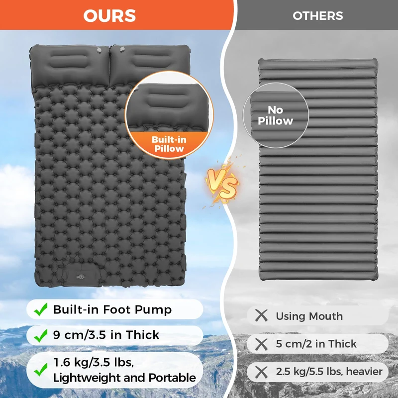 KingCamp COMFORT DUO 9 Double Air Pad | 2-Person Inflatable Camping Mattress