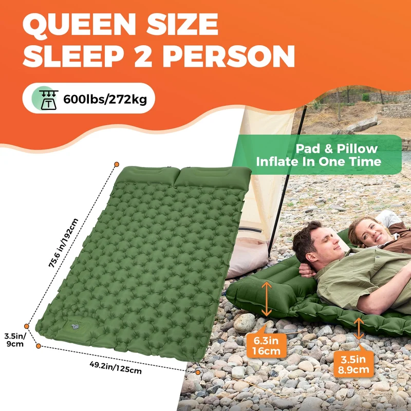 KingCamp COMFORT DUO 9 Double Air Pad | 2-Person Inflatable Camping Mattress