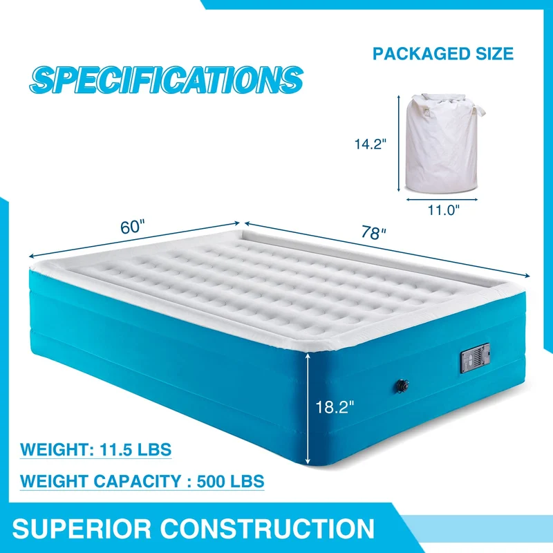 Automatic Inflate & Deflate Camping Air Mattress with Built-in Pump
