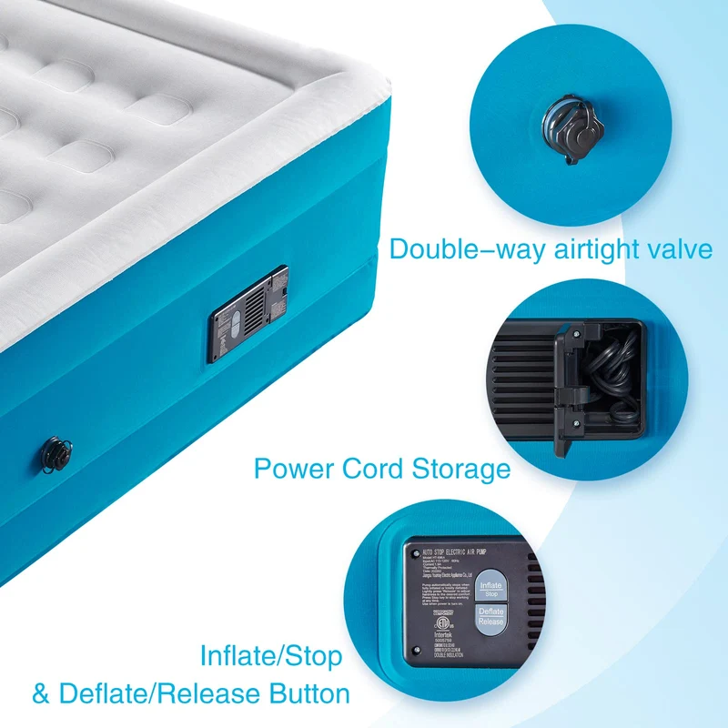 Automatic Inflate & Deflate Camping Air Mattress with Built-in Pump