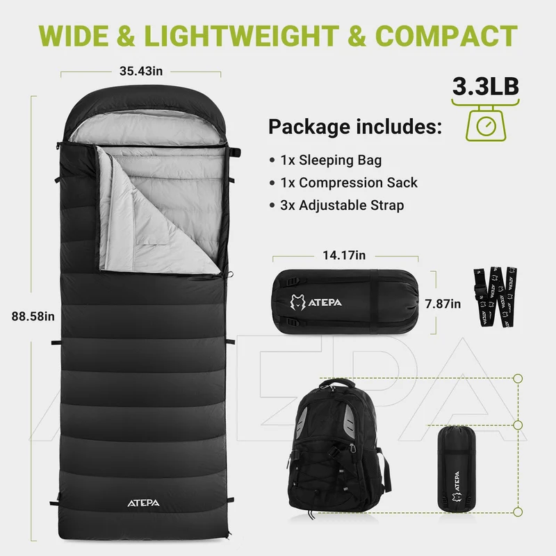 ATEPA ELEMENTS 600 Down Sleeping Bag - Wearable