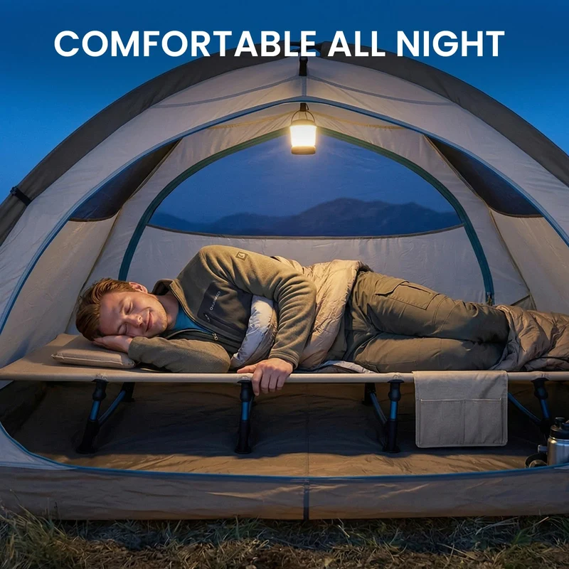 FUNDANGO Ultralight Folding Camping Cot | Extra Long & Wide 78.7" x 27.2" for Adults, 7075 Aluminum Frame Supports 275lbs, Compact Portable Cot
