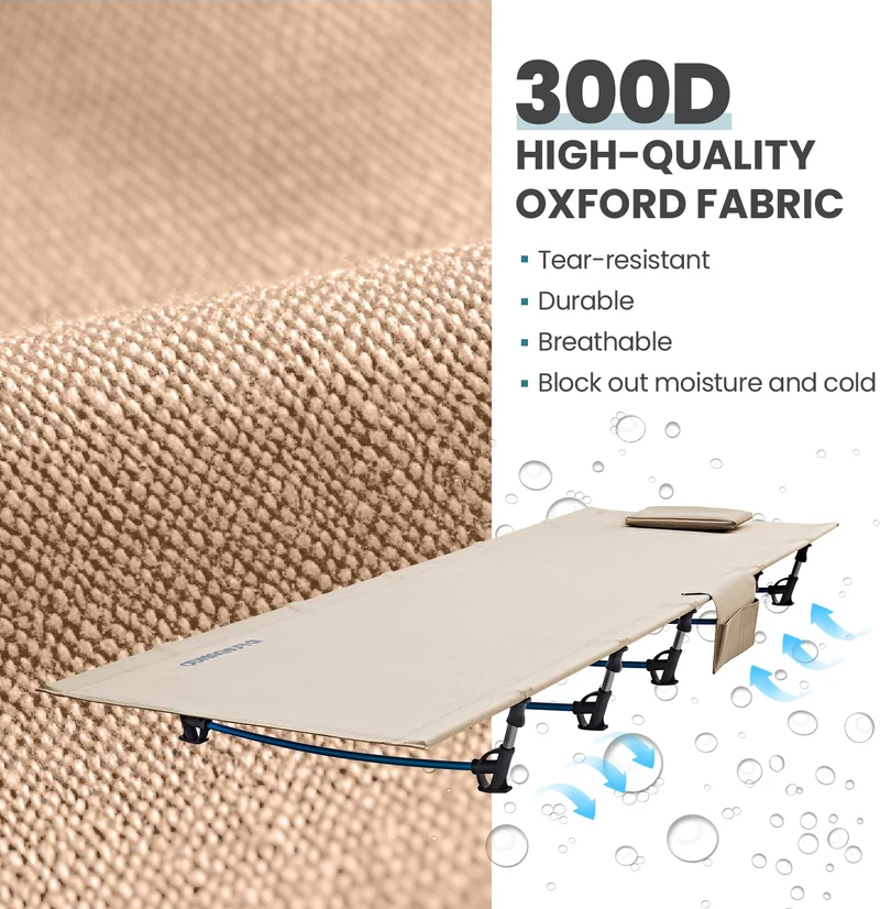 FUNDANGO Ultralight Folding Camping Cot | Extra Long & Wide 78.7" x 27.2" for Adults, 7075 Aluminum Frame Supports 275lbs, Compact Portable Cot