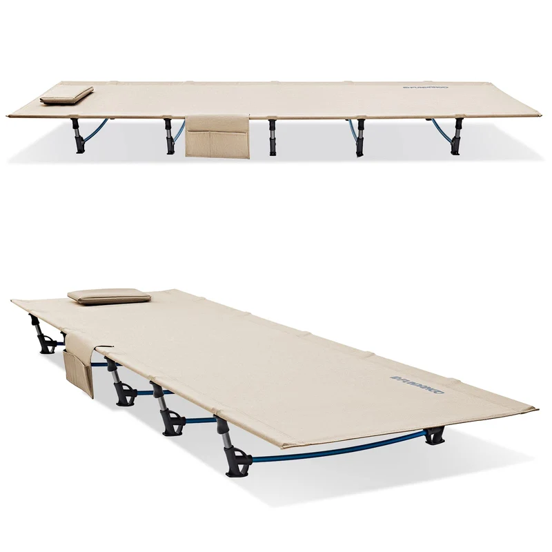 FUNDANGO Ultralight Folding Camping Cot | Extra Long & Wide 78.7" x 27.2" for Adults, 7075 Aluminum Frame Supports 275lbs, Compact Portable Cot