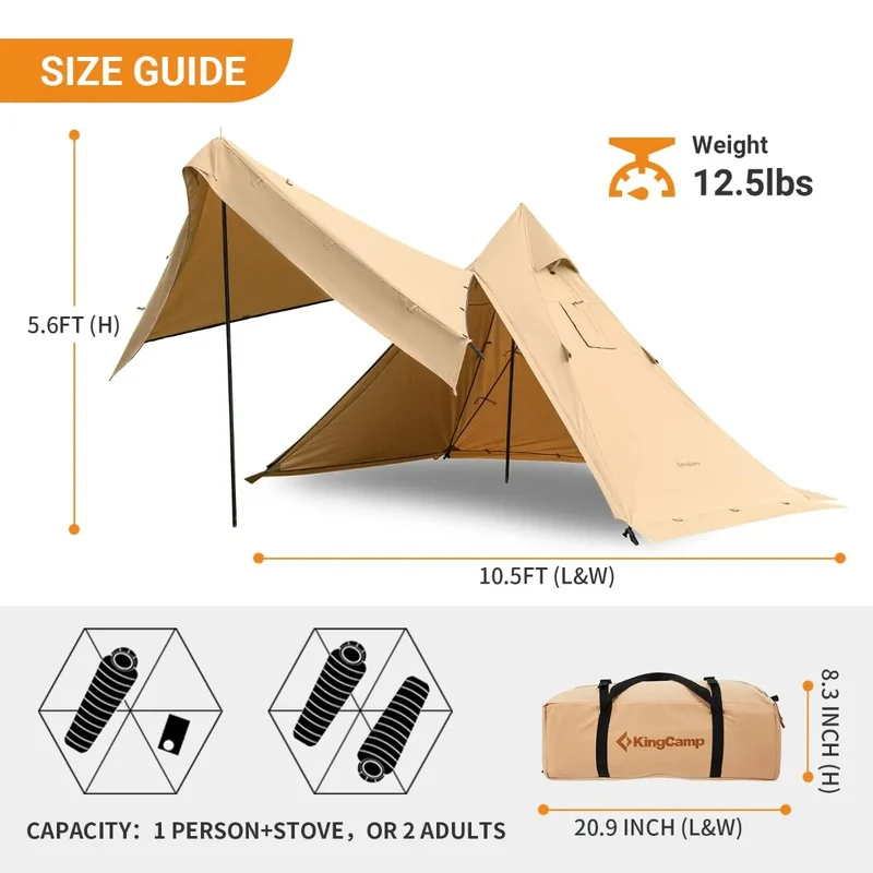 KingCamp Hot Tipi Tent with Stove Jack & Inner Tent