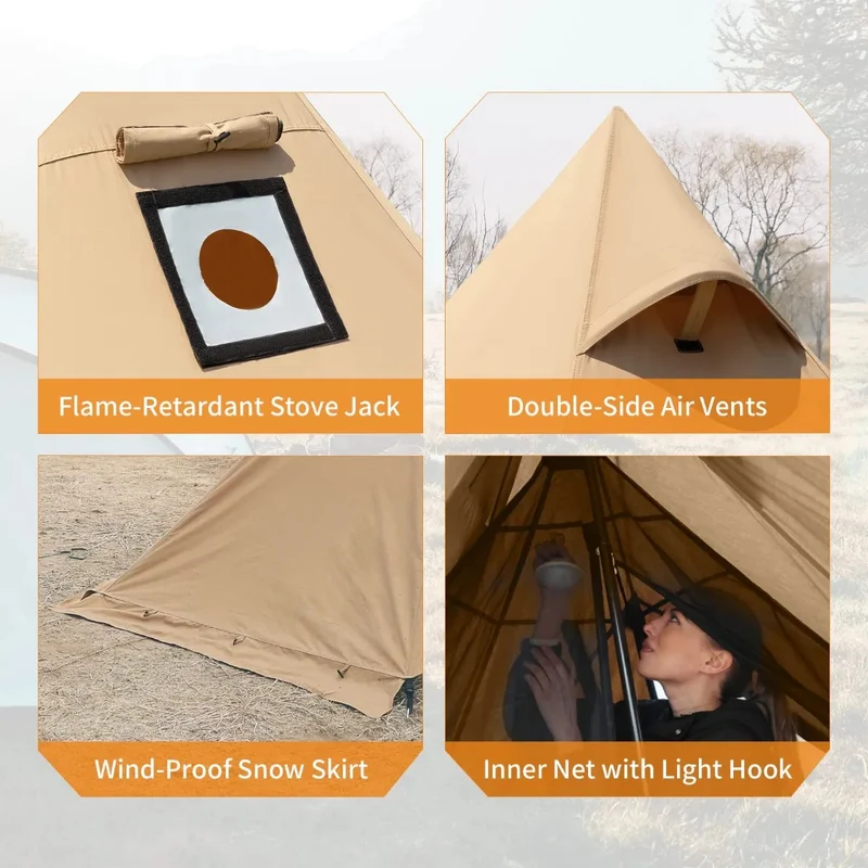 KingCamp Hot Tipi Tent with Stove Jack & Inner Tent