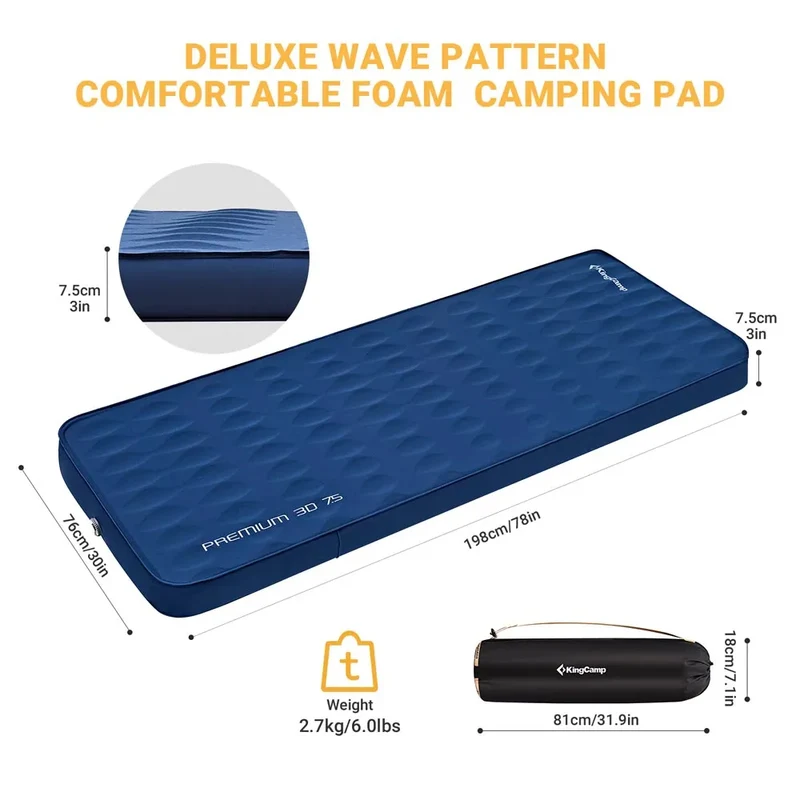 KingCamp PREMIUM 3D 7.5 Single Self-inflateble Pad