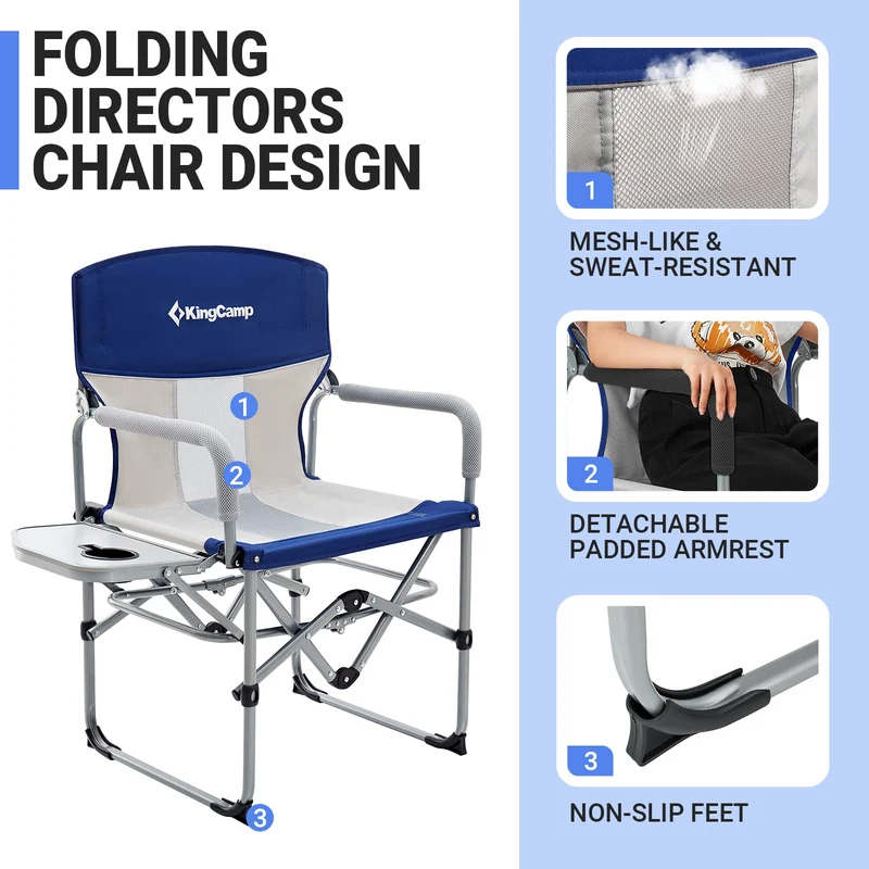 KingCamp Folding Large Director Chair with Non-slip Feet