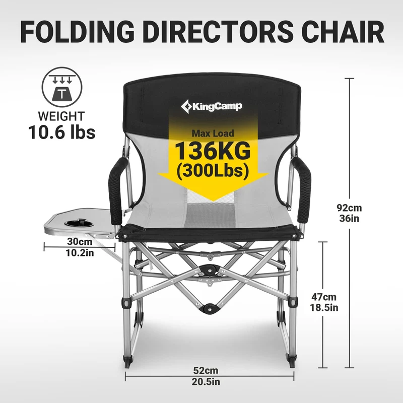 KingCamp Folding Large Director Chair with Non-slip Feet