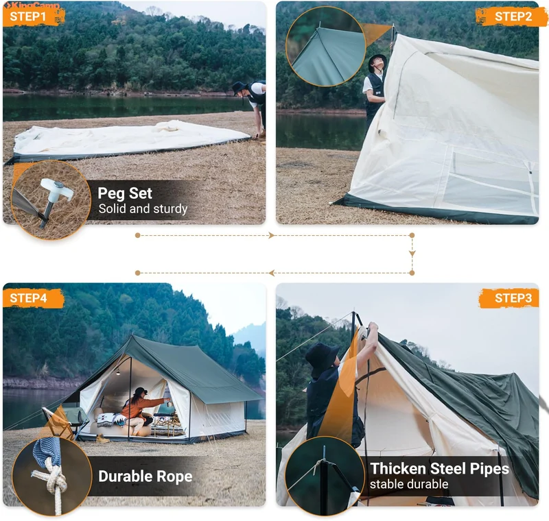 KingCamp Mountain In C2 Double-Layer House Tent Canvas Cabin Tent