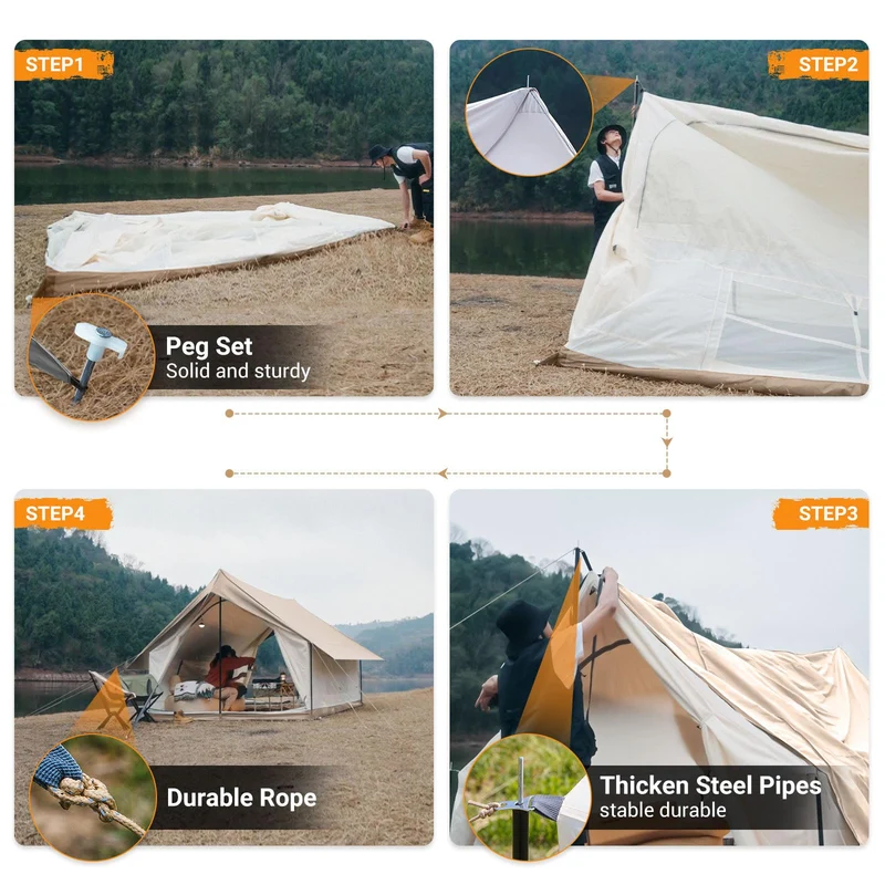 KingCamp Mountain In C2 Double-Layer House Tent Canvas Cabin Tent