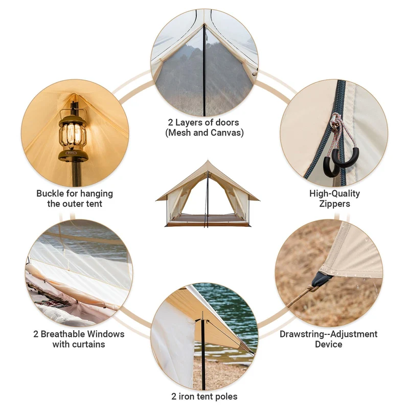 KingCamp Mountain In C2 Double-Layer House Tent Canvas Cabin Tent