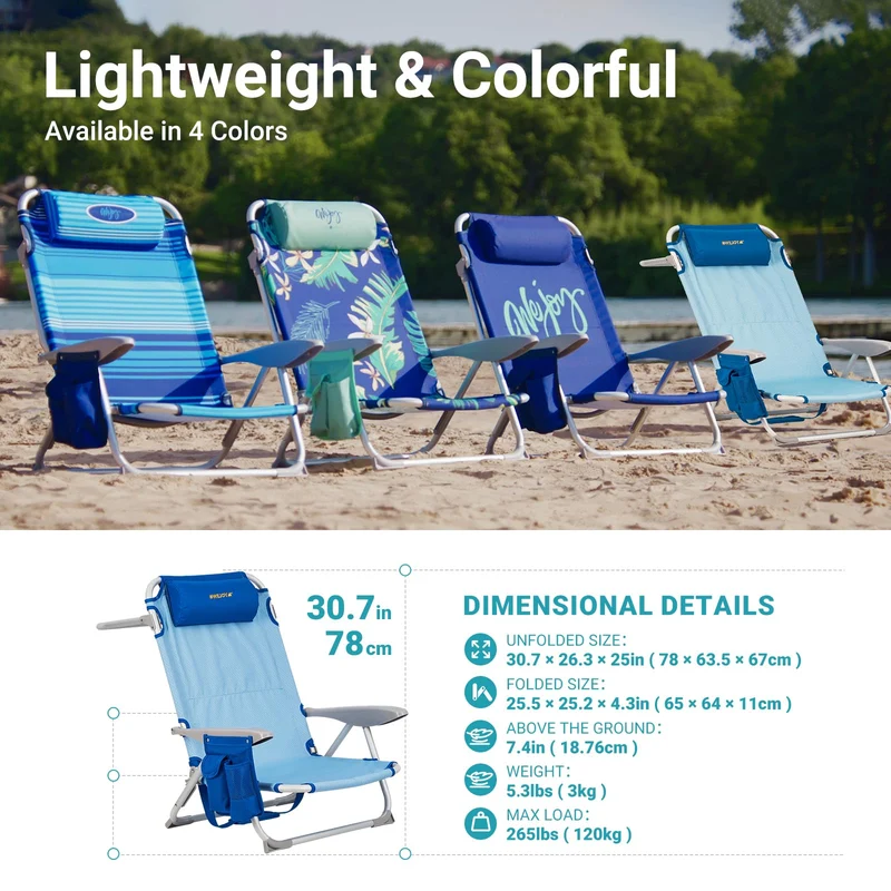 WEJOY Adjustable Beach Chair Set of 2