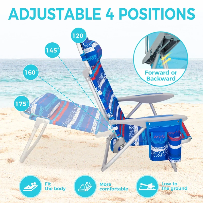 WEJOY Adjustable Beach Chair Set of 2