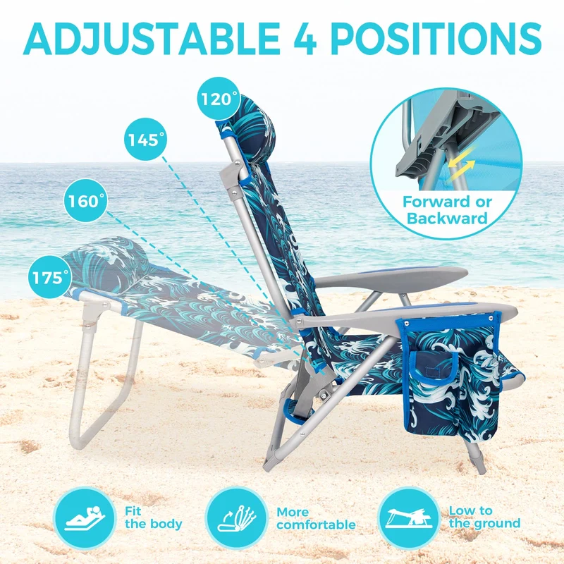 WEJOY Adjustable Beach Chair Set of 2
