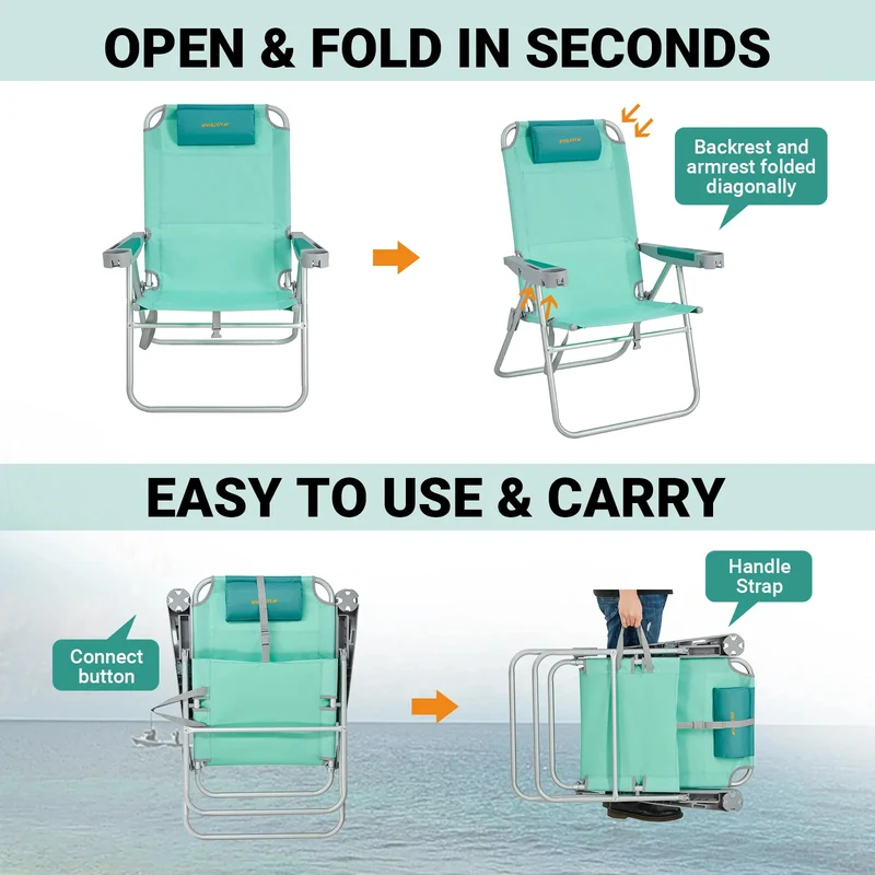 WEJOY Adjustable Beach Chair H