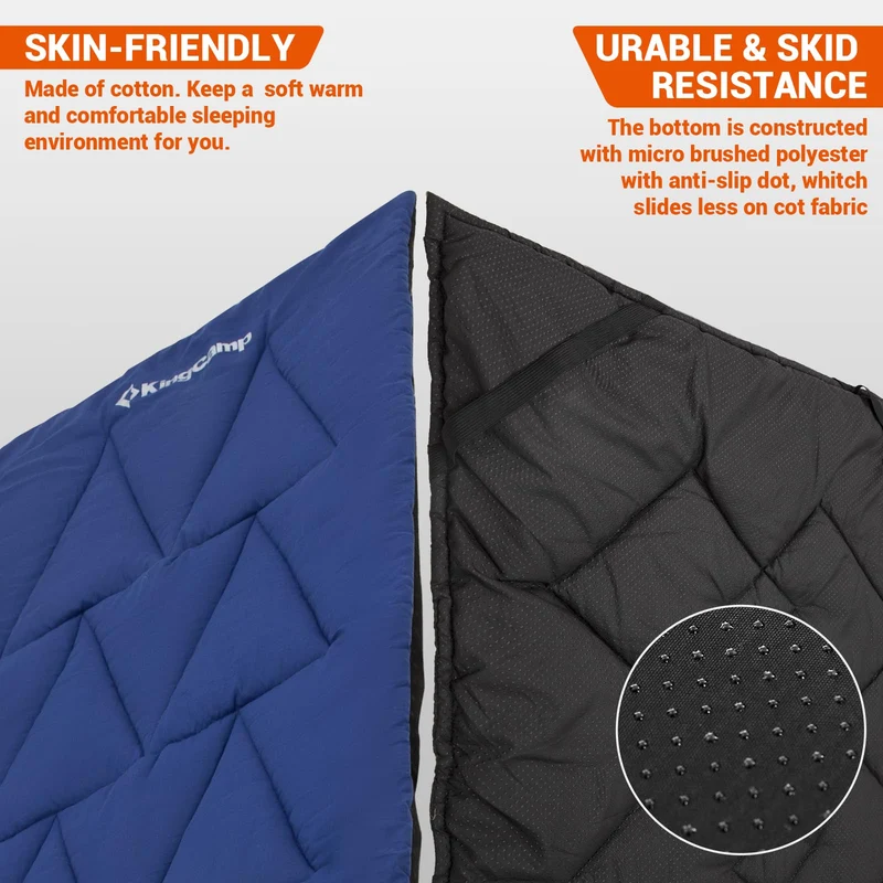 KingCamp CAMP PAD 500 Camping Cot Pad, Thick Quilted Sleeping Mat with Elastic Straps, Machine Washable, 75" x 25"