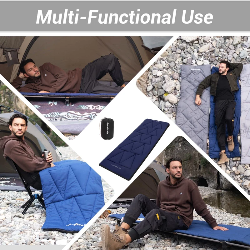 KingCamp CAMP PAD 500 Camping Cot Pad, Thick Quilted Sleeping Mat with Elastic Straps, Machine Washable, 75" x 25"