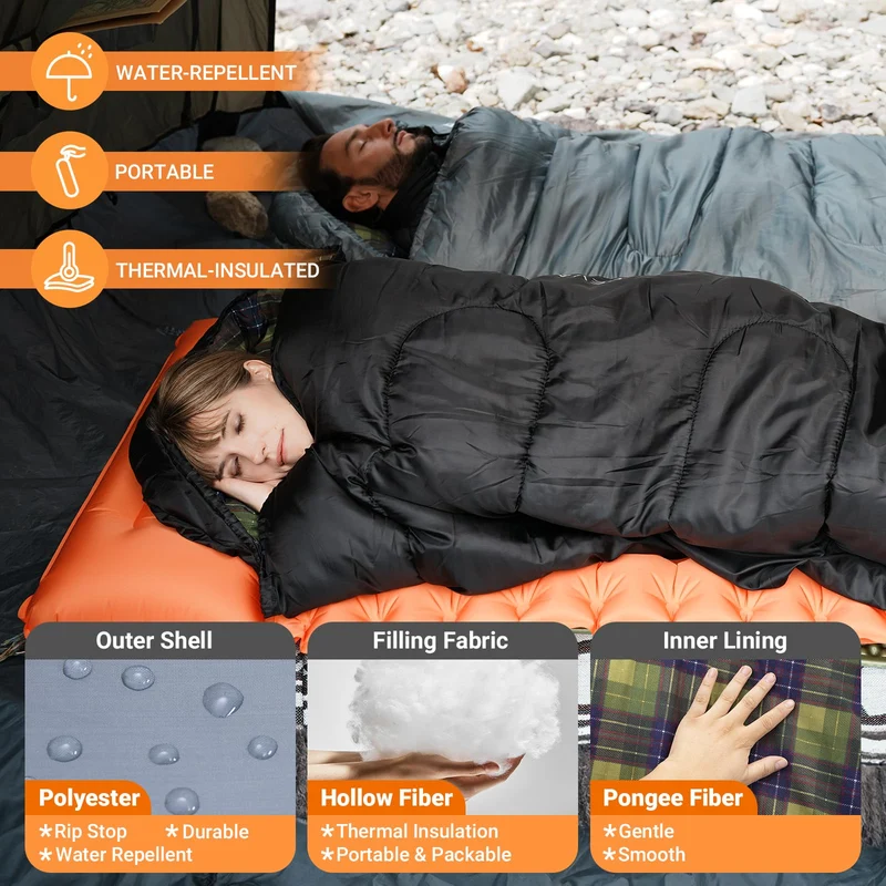 KingCamp SEVAN 250 Sleeping Bag-Envelope With Hood