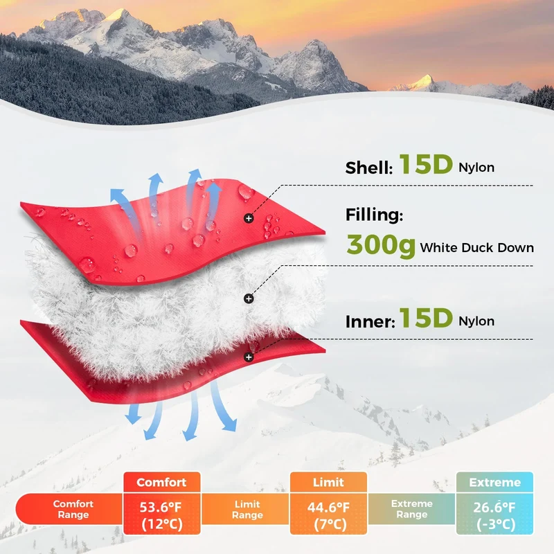 ATEPA Ultralight 650+ FP Duck Down Sleeping Bag
