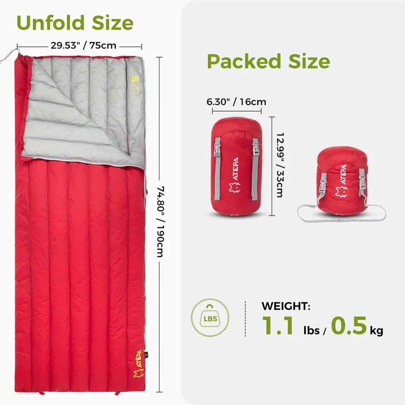 ATEPA Ultralight 650+ FP Duck Down Sleeping Bag