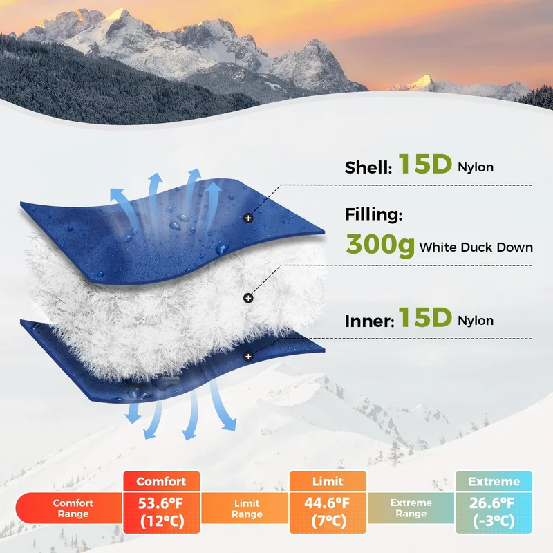 ATEPA Ultralight 650+ FP Duck Down Sleeping Bag