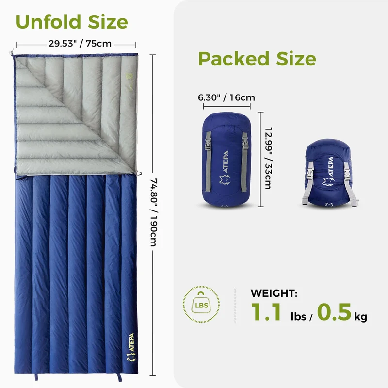 ATEPA Ultralight 650+ FP Duck Down Sleeping Bag