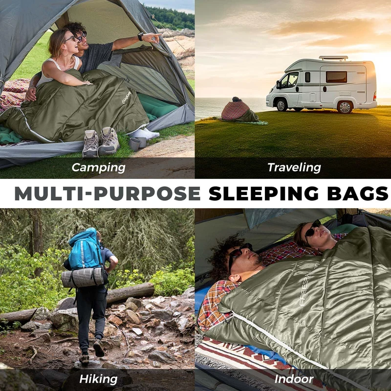 KingCamp FREESPACE 250D Double-Sized Sleeping Bag with 2 Pillows