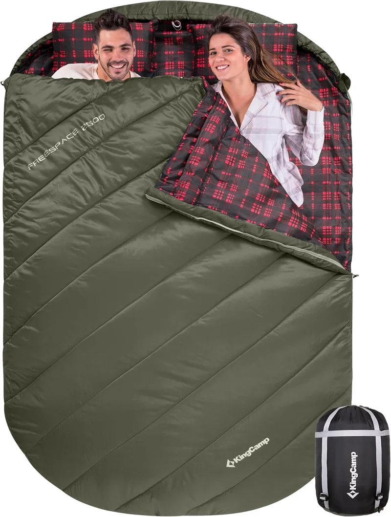 KingCamp FREESPACE 250D Double-Sized Sleeping Bag with 2 Pillows