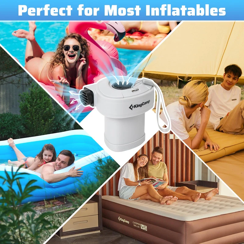 KingCamp Quick-Fill Electric Air Pump with 4 Nozzles