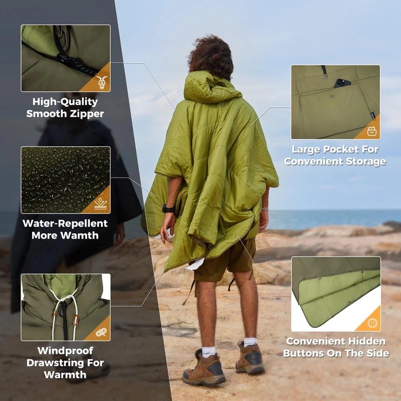 KingCamp Camping Wearable Blanket Poncho