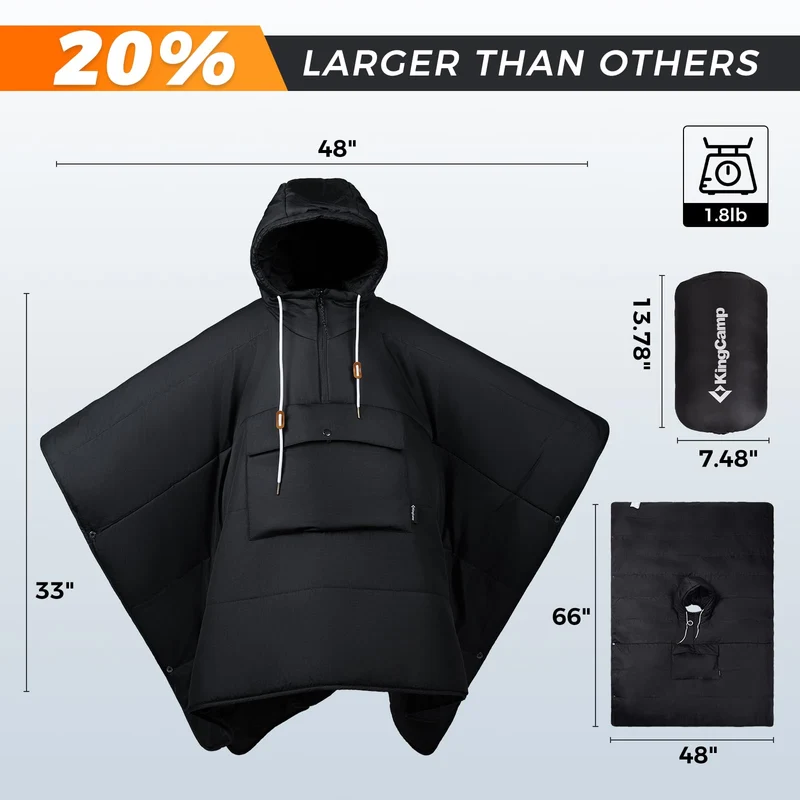 KingCamp Camping Wearable Blanket Poncho
