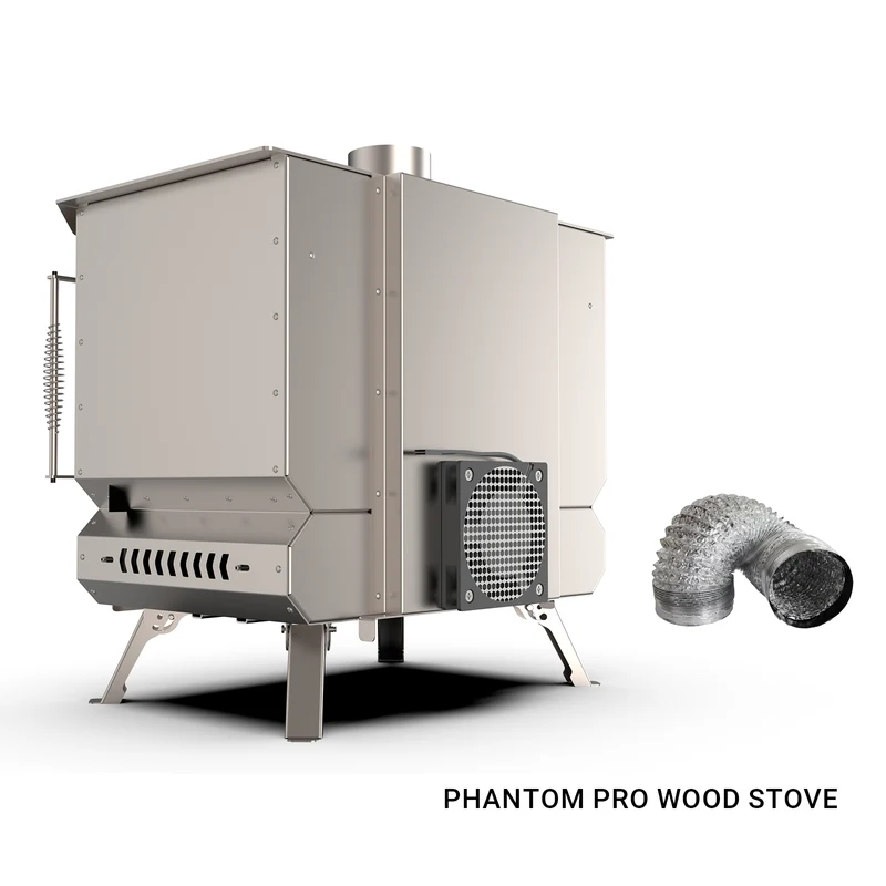 KingCamp Phantom Pro Wood Stove with Secondary Combustion & Power Bank-Powered Active Heat Circulation System