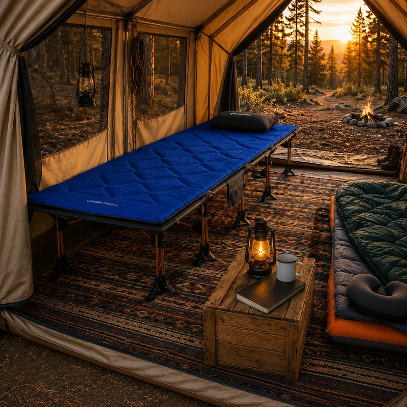 KingCamp CAMP PAD 350 PRO Camping Cot Pad, Oversized Quilted Sleeping Mat with Elastic Straps, Machine Washable, 80" x 30"