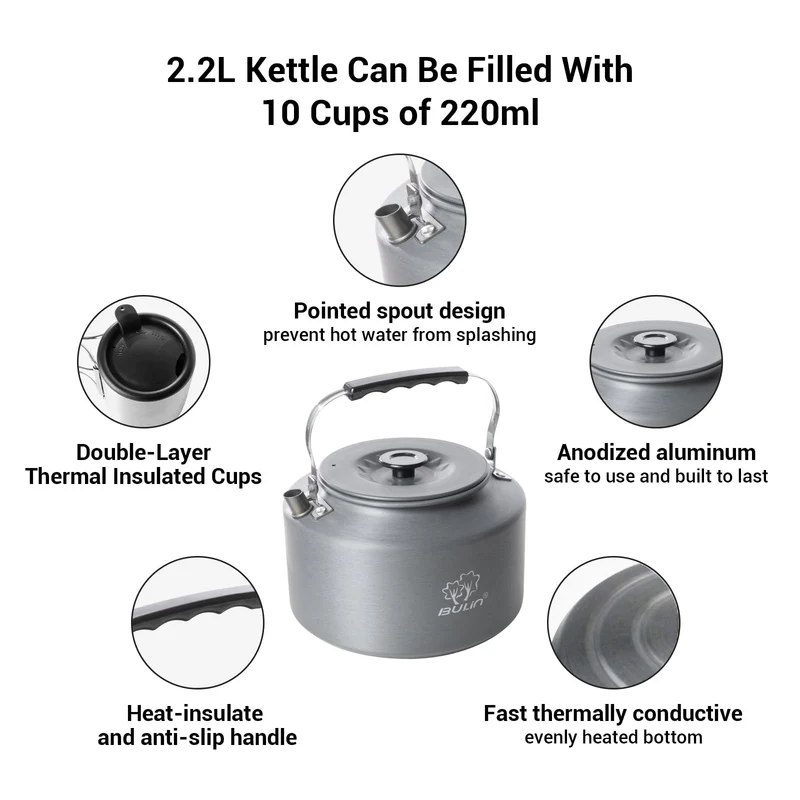 BUNLIN 2.2L Camping Kettle Set