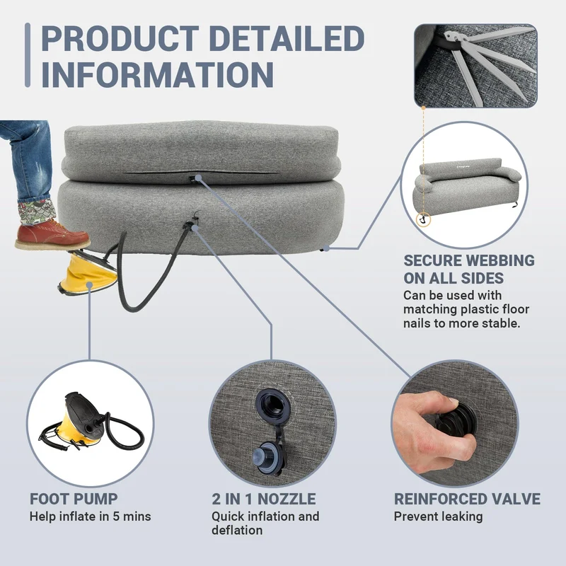 KingCamp Double Inflatable Sofa with Foot Pump