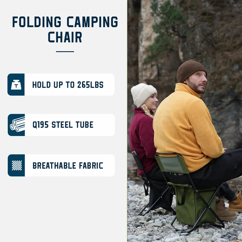 FUNDANGO 2 Pack Portable Foldable Camping Chair with Cooler Bag