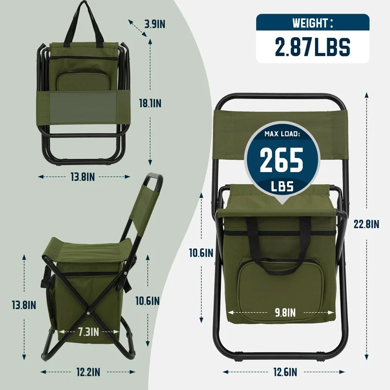 FUNDANGO 2 Pack Portable Foldable Camping Chair with Cooler Bag