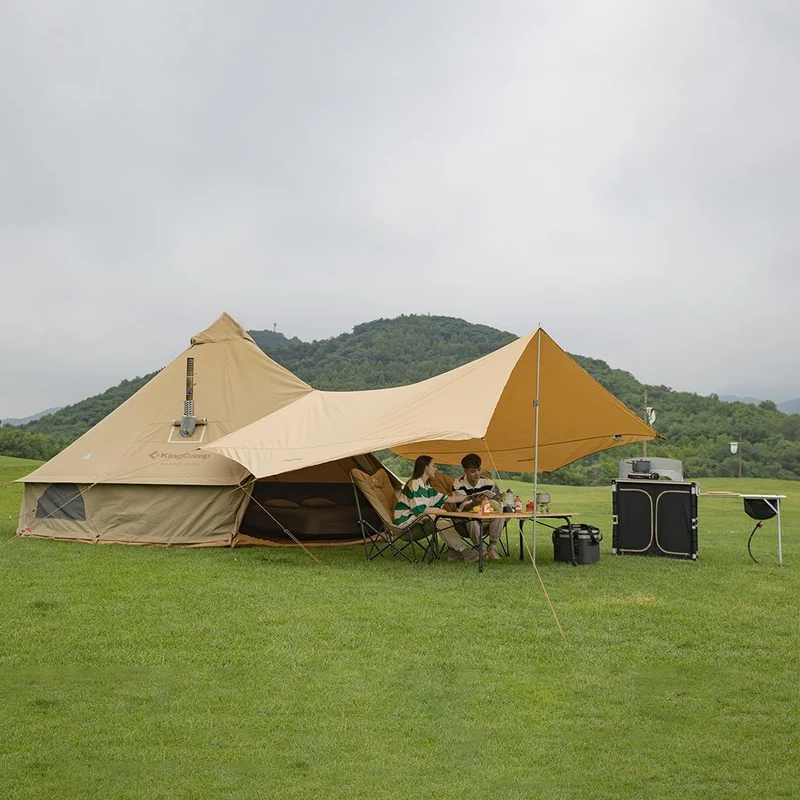 KingCamp KHAN 6-8 Person Camping Hot Tent – 4-Season Glamping Tent with Stove Jack