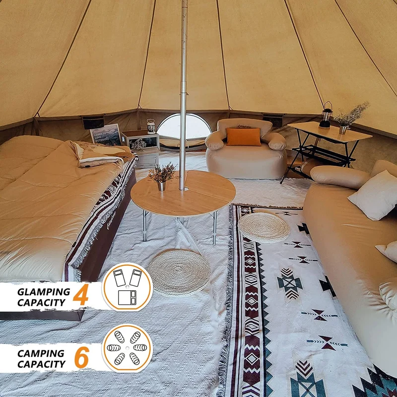 KingCamp KHAN 6-8 Person Camping Hot Tent – 4-Season Glamping Tent with Stove Jack