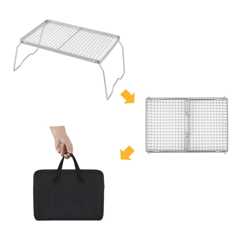 YETO POR-TABLE Campfire Grill Folding Stainless Steel Small Grilled Mesh Table